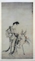 ma gu holding a vase with a deer 1766 Huang Shen traditional Chinese
